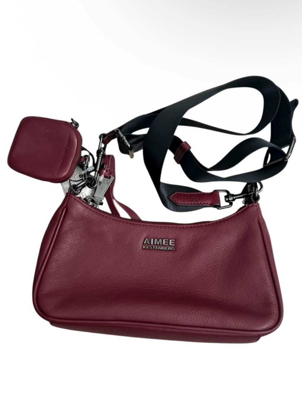 Aimee Kestenberg Topaz 100% Leather Crossbody With Pouch in Oxblood NWT
